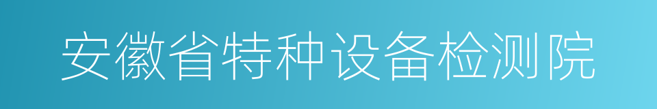 安徽省特种设备检测院的同义词