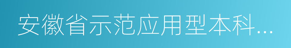 安徽省示范应用型本科高校的同义词