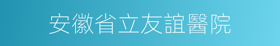 安徽省立友誼醫院的意思