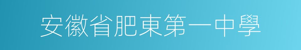 安徽省肥東第一中學的同義詞