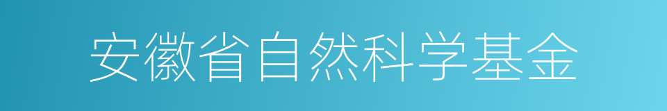 安徽省自然科学基金的同义词