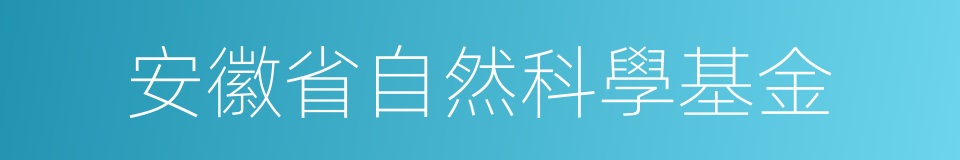 安徽省自然科學基金的同義詞