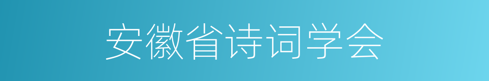 安徽省诗词学会的同义词