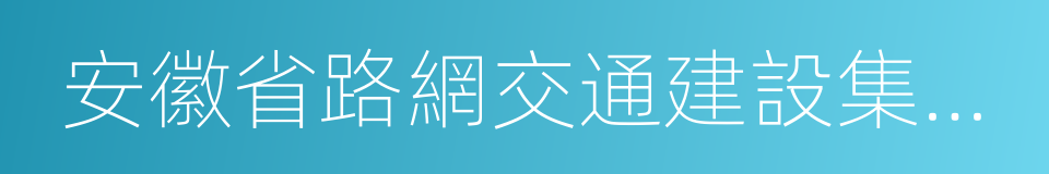 安徽省路網交通建設集團股份有限公司的同義詞