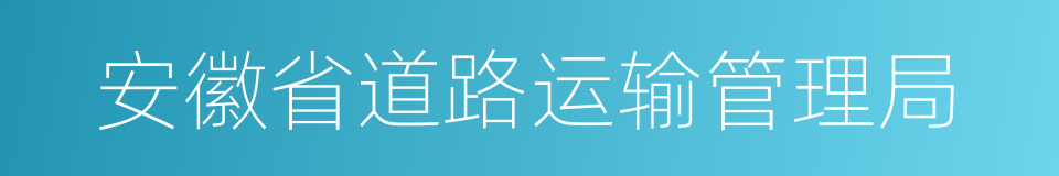 安徽省道路运输管理局的同义词