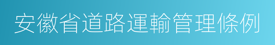 安徽省道路運輸管理條例的同義詞