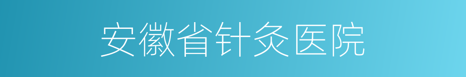 安徽省针灸医院的同义词