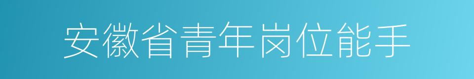 安徽省青年岗位能手的同义词