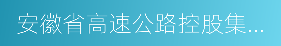 安徽省高速公路控股集团有限公司的同义词