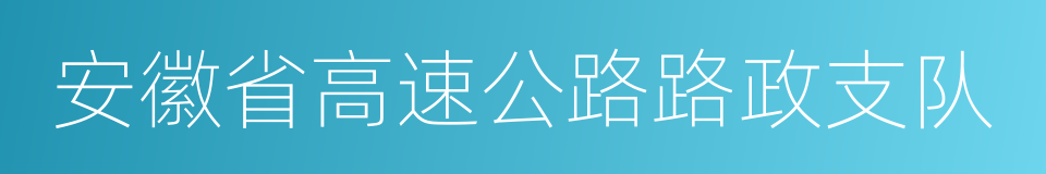 安徽省高速公路路政支队的同义词