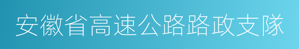 安徽省高速公路路政支隊的同義詞