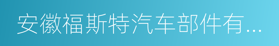 安徽福斯特汽车部件有限公司的同义词