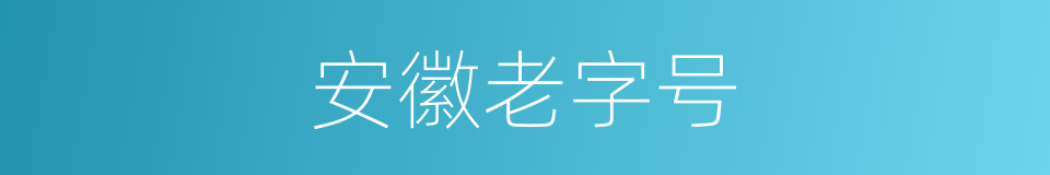 安徽老字号的同义词