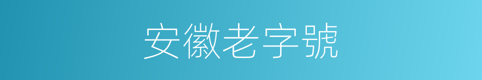 安徽老字號的同義詞