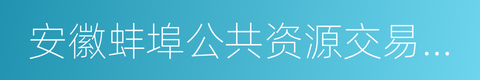 安徽蚌埠公共资源交易服务网的同义词