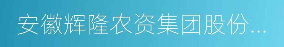 安徽辉隆农资集团股份有限公司的同义词