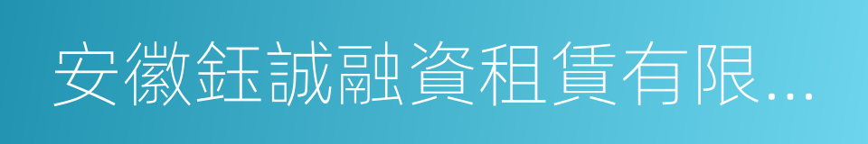 安徽鈺誠融資租賃有限公司的同義詞