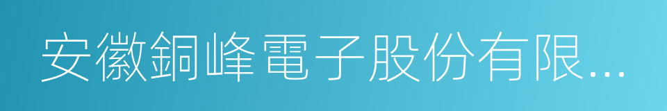 安徽銅峰電子股份有限公司的同義詞