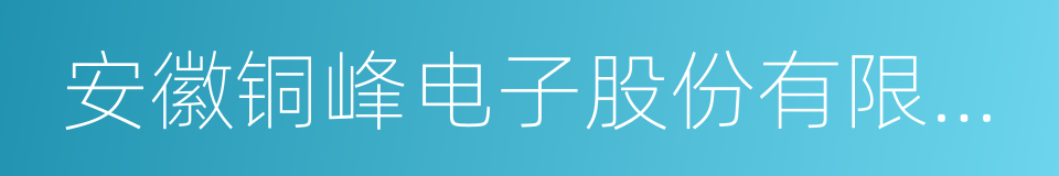 安徽铜峰电子股份有限公司的同义词