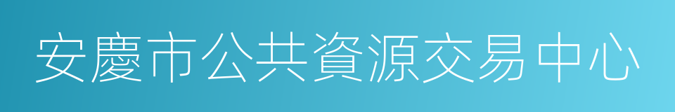 安慶市公共資源交易中心的同義詞