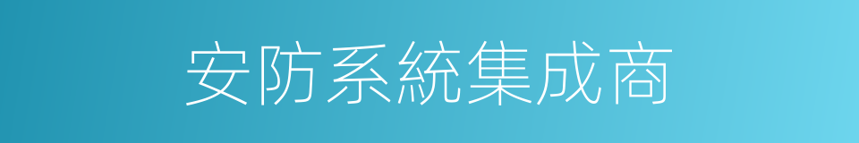 安防系統集成商的同義詞