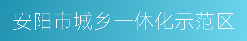 安阳市城乡一体化示范区的意思