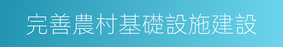 完善農村基礎設施建設的同義詞