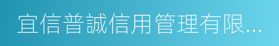 宜信普誠信用管理有限公司的同義詞