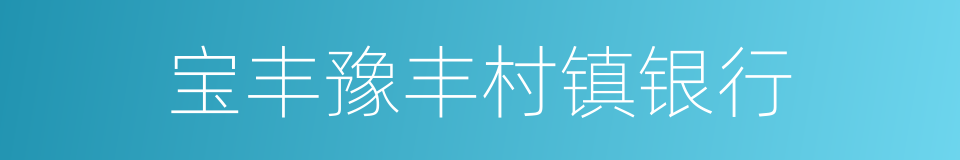 宝丰豫丰村镇银行的同义词