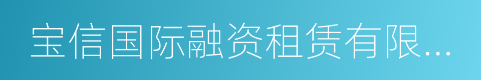 宝信国际融资租赁有限公司的同义词