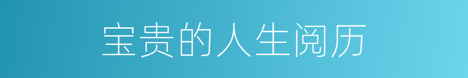 宝贵的人生阅历的同义词