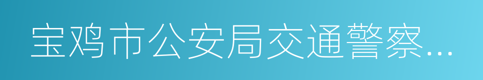 宝鸡市公安局交通警察支队的同义词