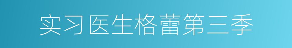 实习医生格蕾第三季的同义词