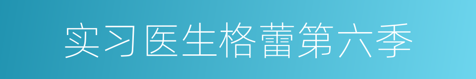 实习医生格蕾第六季的同义词