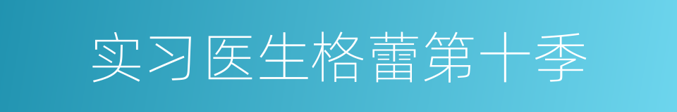 实习医生格蕾第十季的同义词