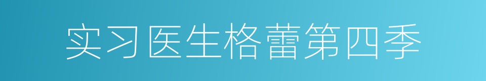 实习医生格蕾第四季的同义词