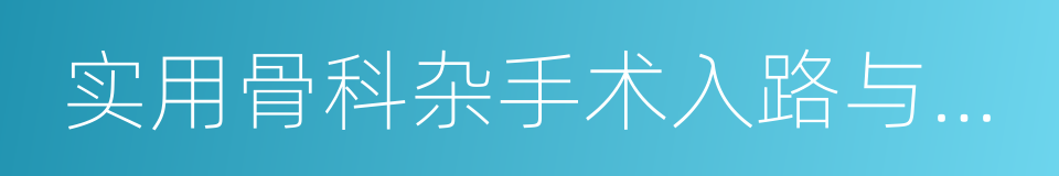 实用骨科杂手术入路与技巧的同义词