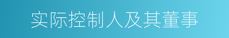 实际控制人及其董事的同义词