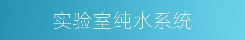 实验室纯水系统的意思