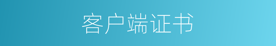 客户端证书的同义词