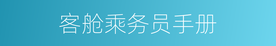 客舱乘务员手册的同义词