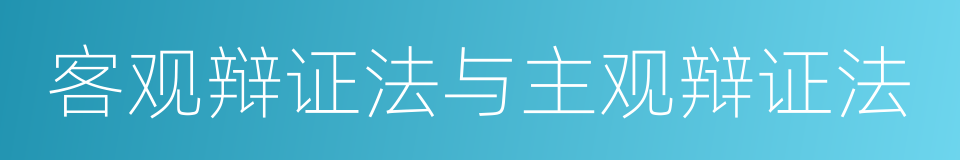 客观辩证法与主观辩证法的同义词