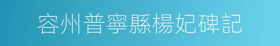 容州普寧縣楊妃碑記的同義詞