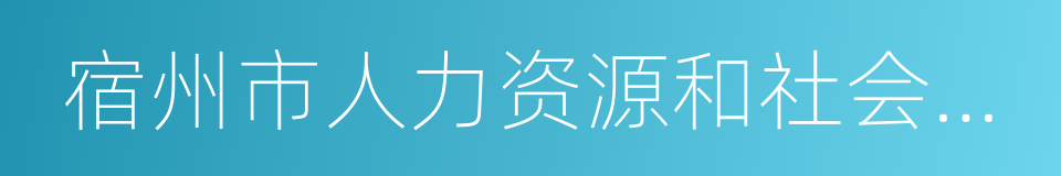 宿州市人力资源和社会保障局的同义词