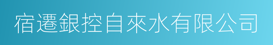 宿遷銀控自來水有限公司的同義詞