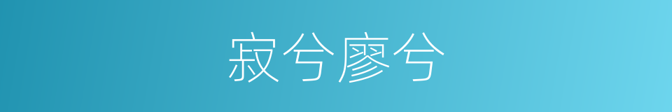 寂兮廖兮的同义词