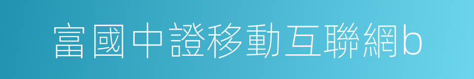 富國中證移動互聯網b的同義詞