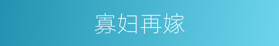 寡妇再嫁的同义词