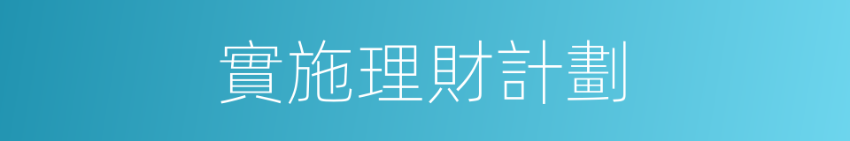 實施理財計劃的同義詞