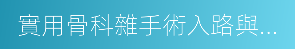 實用骨科雜手術入路與技巧的同義詞